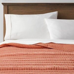 Threshold -  Quilt Velvet Channel Quilted, Terracotta Terracotta/Bronze